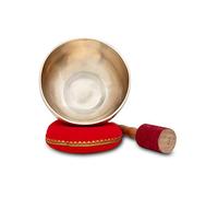 Set completo campana tibetana terapeutica nota G per Chakra della gola (Vishuddha) - Ø 19 cm, 1000 g, bronzo fatto a mano in India, con cuscino e mazzetta.