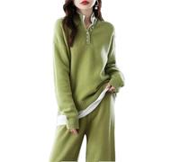 Set Completo Casual 100% Cashmere, 2 Pezzi: Maglione a Maniche Lunghe e Pantaloni Lunghi a Gamba Larga in Maglia, GN8, S