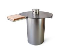 Set completo con braciere e piastra da 100 cm - in amera di combustione, barre di supporto, inserto grill, supporto wok e supporto per tagliere in legno