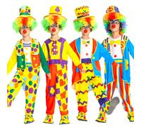 Set completo costume da clown per bambini, design a blocchi di colore, bavero ampio, adatto per performance di asilo, feste, spettacoli teatrali e drammi, unisex ZA-013 taglia XL,ZA-018 taglia XL,Codi