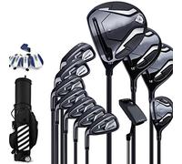 Set completo da 12 mazze da golf da uomo, per principianti, con borsa standard per palline, manico sinistro in carbonio, con borsa per un facile trasporto