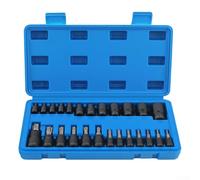 Set completo da 25 pezzi esterni per chiavi Torx con punte da T8 a T60 e prese da E4 a E22 in acciaio trattato termicamente per meccanici di auto