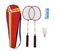Set completo da badminton PolyGen con borsa per il trasporto e 3 volani per giochi ricreativi all'aperto con cappuccio a bassa resistenza al Aria per racchette Agility in lega di (rossa)