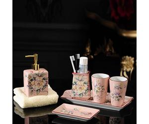 Set completo da bagno con portaspazzolino, portasapone, dispenser per lozioni, set di accessori da bagno in ceramica, accessori da bagno per il bagno, accessori da bagno da bagno - 6 pezzi (quadrato)
