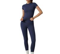 Set Completo da Donna da 2 Pezzi Abbigliamento Sportivo da Palestra Senza Cuciture Tute da Ginnastica con Girocollo Top Sportivi e Leggings da Yoga Elastici a Vita Alta per Allenamento, Fitness B M