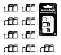 Set completo di 10 adattatori Nano SIM, 4 in 1, adattatore per schede SIM SIM e adattatore con penna di espulsione SIM, compatibile con smartphone, cellulare e tablet