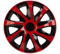 Set completo di 4 coprimozzi e abbellimenti DR per auto nero/rosso 14 pollici