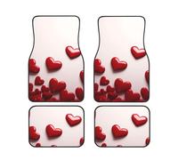 Set completo di 4 tappetini per auto con cuori per tutte le condizioni atmosferiche, anteriori e posteriori, antiscivolo, universali, decorativi, accessori per interni