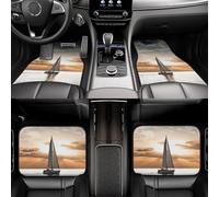 Set completo di 4 tappetini per auto, resistenti per tutte le stagioni, anteriori e posteriori, per barca a vela sul mare, tappetini antiscivolo per auto, set completo di battitacco per conducente