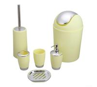 Set completo di 6 accessori da bagno progettati per una facile pulizia e un uso efficiente dello spazio, per bagni moderni (giallo)