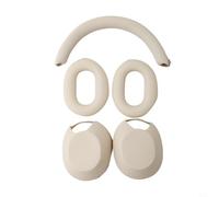 Set completo di accessori in silicone costruito per Sony WH-1000XM5 che fornisce copertura per cuscinetti auricolari e fascio di testa (metro bianco)