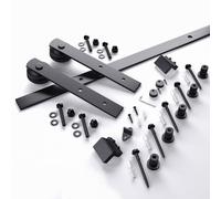Set Completo Di Accessori Per Ferramenta Per Porta Scorrevole Da Fienile, Binario Appendiabiti Con Braccio Dritto Tipo I, Acciaio Al Carbonio Antiruggine, Adatto Per Porta Singola(2m)