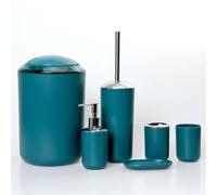 Set Completo di Accessori per il Bagno, Moderno ed Elegante - 6 pezzi, Con Dispenser Sapone, Portaspazzolino, Portasaponetta, Portascopino, Pattumiera, Tazza per Spazzolino da Denti,Light green