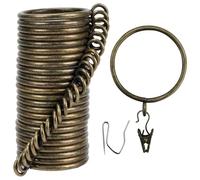 Set completo di anelli per tende e ganci a gancio, diametro interno 50 mm, set completo di anelli per tende, ganci e clip, 25 pezzi, anelli per due tende standard, bronzo