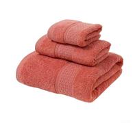 Set completo di asciugamani da bagno in cotone, 3 pezzi morbidi per una cura assorbente e delicata (rosso)