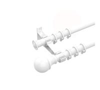 Set completo di bastoni per tende in alluminio con binario DoubleTrack Silent Rollers e accessori di montaggio per tende oscuranti da 2,6 m, ideale per soggiorno, finitura bianca