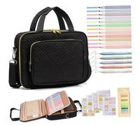 Set completo di borsa per lo studio della Bibbia - Elementi essenziali per la Bibbia, include custodia per il trasporto, evidenziatori, penne gel per donne e uomini (nero)