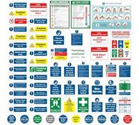 Set completo di cartelli di sicurezza per la cucina, 65 pezzi, adesivi in vinile autoadesivi opachi, impermeabili e a prova di olio, solo carne cruda, non conservare cibi crudi e cotti insieme e pesce