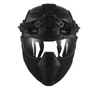 Set Completo di Casco Militare Airsoft Bump, Maschera Tattica Integrale in Rete D'acciaio, Costume da Cosplay di Halloween per Uomo, per Attrezzatura da Paintball Airsoft CQB All'aperto(BK)