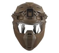 Set Completo di Casco Militare Airsoft Bump, Maschera Tattica Integrale in Rete D'acciaio, Costume da Cosplay di Halloween per Uomo, per Attrezzatura da Paintball Airsoft CQB All'aperto(TAN)