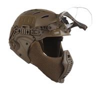 Set Completo di Casco Militare Bump Airsoft, Maschera Tattica a Mezza Faccia in Rete D'acciaio, Costume da Cosplay di Halloween per Uomo, per Attrezzatura da Paintball Airsoft CQB All'aperto(TAN)