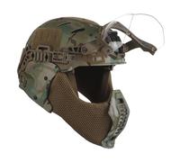 Set Completo di Casco Militare Bump Airsoft, Maschera Tattica a Mezza Faccia in Rete D'acciaio, Costume da Cosplay di Halloween per Uomo, per Attrezzatura da Paintball Airsoft CQB All'aperto(CP)
