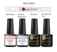 Set completo di cura delle unghie composto da 5 pezzi - disidratatore per preparazione unghie, primer senza acidi, gel top e base, olio per la cuticola - per unghie più forti, più sane e smalto a lung