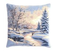 Set completo di cuscini per principianti e professionisti, con paesaggio nevoso, contiene tutto il necessario per creare il proprio cuscino decorativo, regalo fai da te per adulti e bambini, 43 x 43