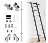 Set completo di ferramenta per scale scorrevoli, kit di binari per scale mobili per biblioteche/librerie/magazzini/bar/ripostigli, sistema a rulli (senza scale)(400cm Kit pista)