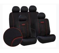 SET COMPLETO DI FODERE COPRISEDILI 11 PEZZI AUTO MARCA MOMO COLORE NERO/ROSSO
