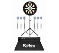 Set completo di freccette in acciaio con bersaglio, supporto, tappetino e 6 | Set di freccette in acciaio mobile con tavola in sisal, supporto, tappetino per freccette e 6 freccette