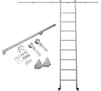 Set Completo di Hardware per Porta Scorrevole per Fienile Libreria Hardware per Scale A Rotelle in Acciaio Inossidabile da 6,6 Piedi-13 Piedi Kit Hardware per Scale Scorrevoli, 6.6ft/200cm Track Kit