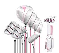 Set completo di mazze da golf, 11 pezzi, destrorsi, da donna, in lega di titanio, legni in acciaio inossidabile, ferri da stiro, putter, borsa per palline