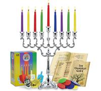 Set Completo Di Menorah Per Hanukkah Con Candele E Dreidel Guida Chanukah