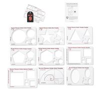 Set completo di modelli Fibonacci - 9 pezzi - Cerchio, triangolo, quadrato, stella, pentagono, esagono, spirale, ovale da 15 cm - Kit completo di strumenti per il disegno della sezione aurea