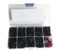 Set completo di occhielli per racchetta da badminton, strumenti di riparazione essenziali con occhielli per corde e protezioni per tubi (nero)