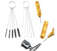 Set completo di pulizia aerografo, set di pulizia e riparazione di pistole aerografo, con 5 spazzole di pulizia, 5 picchetti di pulizia, 1 alesatore aerografo