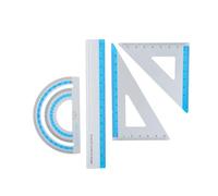 Set completo di righelli in alluminio con angoli arrotondati, matematica, geometria, forniture per classe, ingegneria, disegno, casa, ufficio, strumento di disegno di precisione