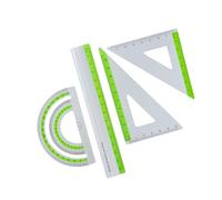 Set completo di righelli in alluminio con angoli arrotondati, matematica, geometria, forniture per classe, ingegneria, disegno, casa, ufficio, strumento di disegno di precisione