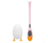 Set completo di scopino per WC in stile anatra per la pulizia profonda degli apparecchi da bagno (rosa)