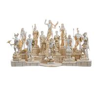 Set Completo di Statue degli Dei dell'Olimpo in Alabastro Collezione di 12 Divinità Greche con Finiture in Oro Inclusi Zeus Atena e Apollo Ideale per Decorazione e Istruzione 17 cm