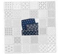 Set completo di stencil Sashiko per macchina Sashiko, modelli di ricamo geometrico riutilizzabili da 32 pezzi per quilting a macchina e a mano, modelli in plastica da 5, 12x5, 12 pollici - Stencil