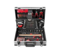 Set completo di strumenti da 95 pezzi con prese da 3/8" e 1/4", cricchetto, punte e tester di tensione (380x270x105 mm) per riparazioni auto/domestiche