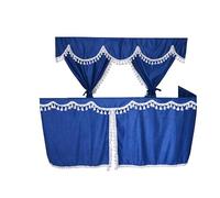 Set completo di tende per camion blu con nappe bianche, adatte per DAF VOLVO SCANIA MAN MERCEDES RENAULT