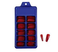 Set completo di unghie finte a ballerina a forma di bara, copertura completa, per nail art fai da te, in acrilico, 10 misure, 100 pezzi, colore: rosso