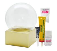 Set completo fai da te con 1 neve, glitter, acqua trasparente e colla, fai da te con sfera di vetro e base in poliresina dorata, rettangolare, diametro 100 mm, altezza 120 mm, 40146