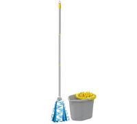 Set completo Lavapavimenti con secchio 12 litri, strizzatore, mop e manico 120cm
