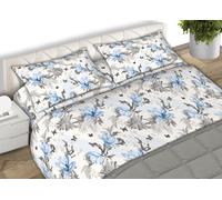 Set Completo Lenzuola 2 Piazza In 100% Cotone Fantasia Leaves C.N.