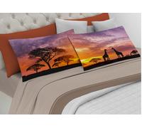 Set Completo Lenzuola Digitale Matrimoniale In Cotone Spin-Off Savana Tramonto