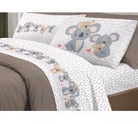 Set Completo Lenzuola In 100% Cotone Linea Pensieri Delicati Koala Family